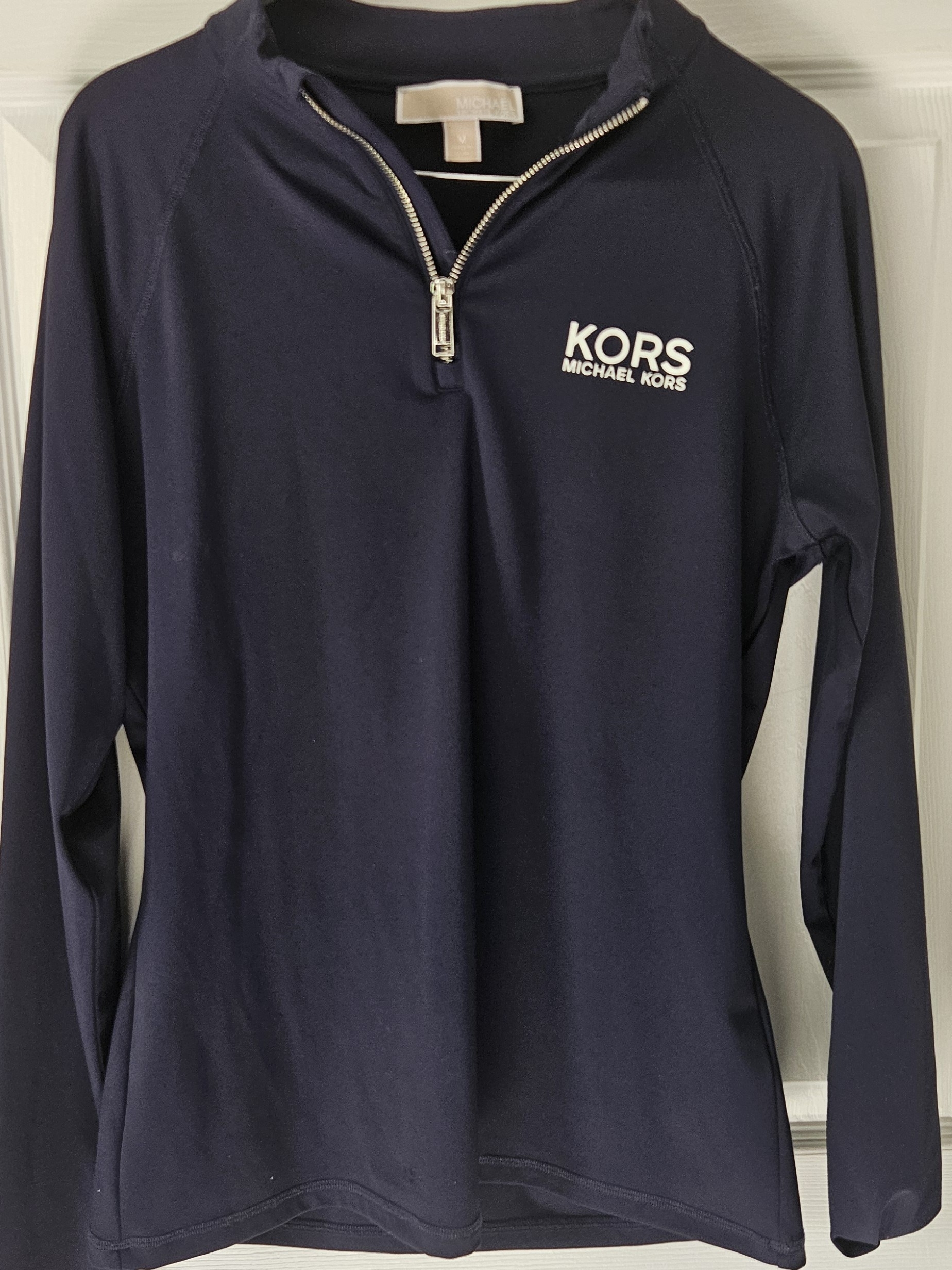 Michael Kors Women's Navy Quarter-Zip Pullover Top